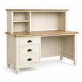Schreibtisch mit Aufsatz und 3 Schubladen, 120 × 60 × 150 cm, Creme/Naturholz