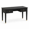 Klassischer Schreibtisch 140 × 60 × 76 cm aus Holzwerkstoff in Schwarz/Gold mit 2 Schubladen