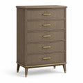 Kommode mit 5 Schubladen, 90 × 45 × 140 cm, Taupe/Gold
