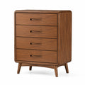 Retro-Kommode aus Holz in Walnussbraun, 80 × 45 × 100 cm, mit 4 Schubladen