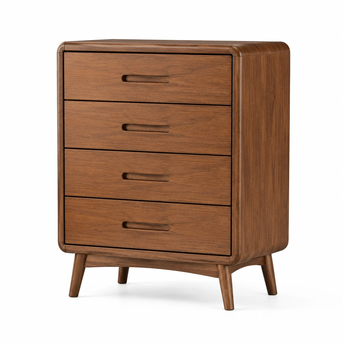 Retro-Kommode aus Holz in Walnussbraun, 80 × 45 × 100 cm, mit 4 Schubladen