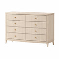 Holzkommode 140 × 45 × 90 cm in Natur/Gold mit 8 geriffelten Schubladen