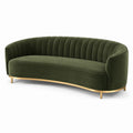 Samtsofa 200 × 85 × 80 cm in Dunkelgrün mit goldfarbenem Metallsockel