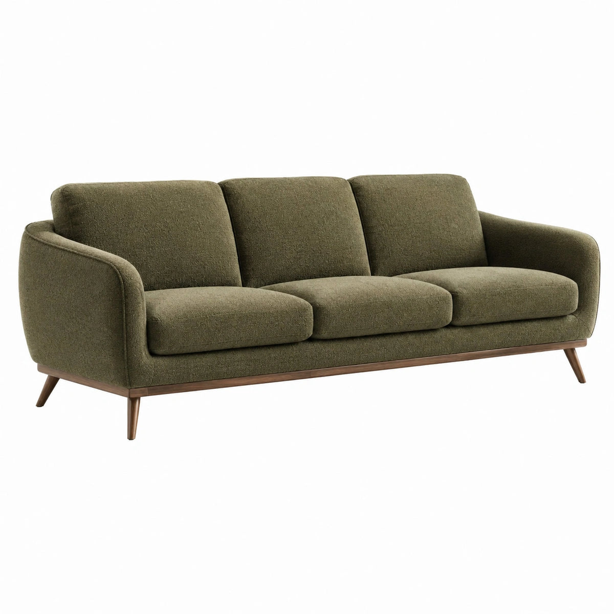 3-Sitzer Sofa 210 x 88 x 82 cm in Olivgrün mit Holzfüßen