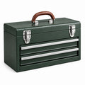 Metall-Werkzeugkasten im Vintage-Stil, 45 × 25 × 28 cm, Dunkelgrün mit 2 Schubladen