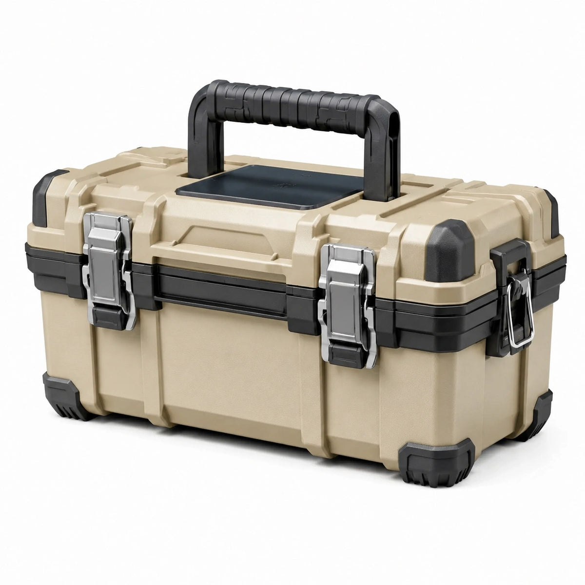 Robuster Werkzeugkoffer aus Kunststoff, 60 × 30 × 30 cm, Beige/Schwarz/Grau