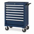 Abschließbarer Werkzeugwagen aus Stahl, 76 × 46 × 97 cm, Dunkelblau, mit 7 Schubladen