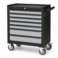 Stahl-Werkzeugwagen Schwarz/Grau, 77 × 46 × 97 cm, mit 7 Schubladen, Rollen und Schiebegriff