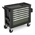 Stahl-Werkzeugwagen mit 7 Schubladen, 76 × 46 × 97 cm, Schwarz/Grün/Silber