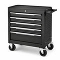 Werkzeugwagen 77 × 46 × 98 cm aus Stahl mit 6 Schubladen, Rollen und Schloss, Schwarz/Silber